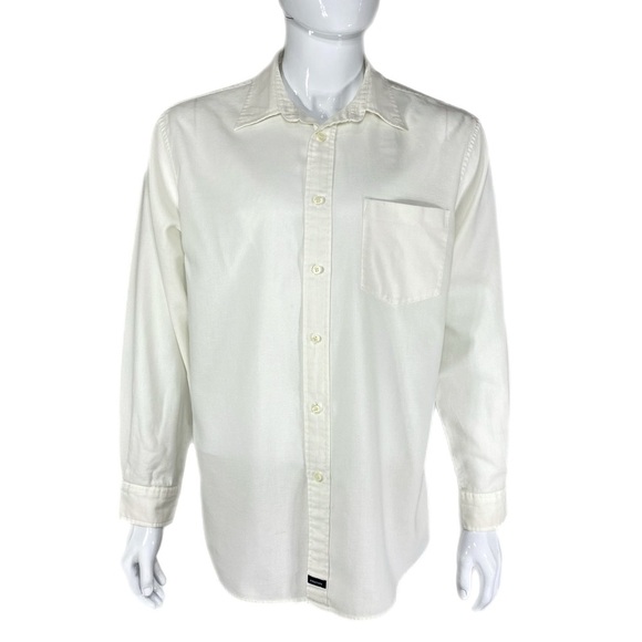 Structure Men’s Off-White Textured Cotton Long Sleeve Button Down - Picture 1 of 7